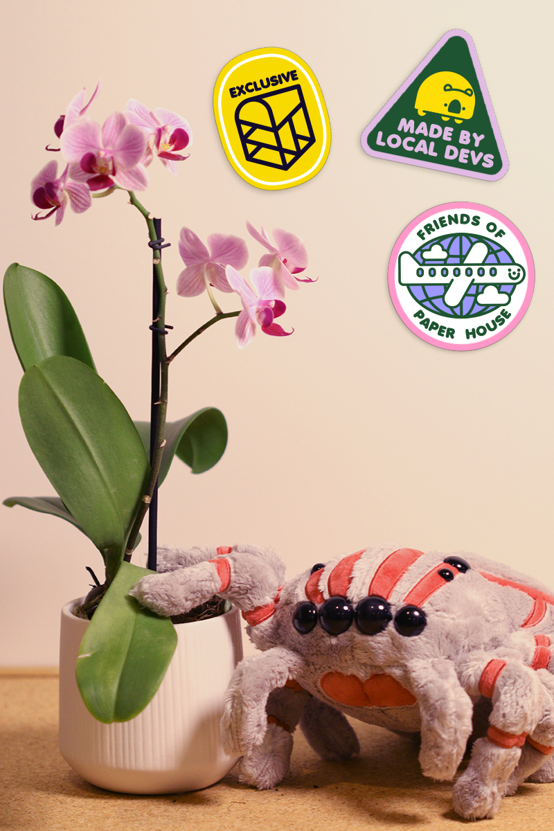 Webbed Spider Plushie and Sticker Bundle | Paper House Shop